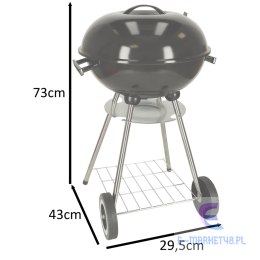 Grill ogrodowy węglowy na brykiet zamykany z pokrywą wentylacją i półką