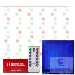 Lampki LED kurtyna girlanda druciki świąteczne choinkowe 3x3m 300LED multikolor pilot USB