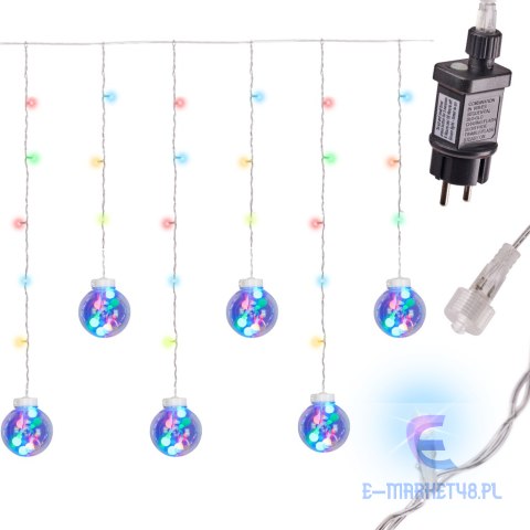 Lampki LED kurtyna kule wiszące świąteczne choinkowe 3m 108LED multikolor ze złączem 8 trybów świecenia