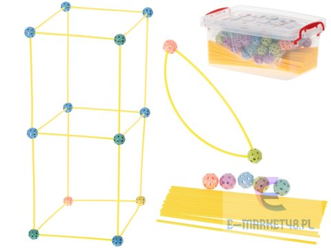 Klocki konstrukcyjne rurki słomki patyczki kreatywne baza namiot domek 320el.