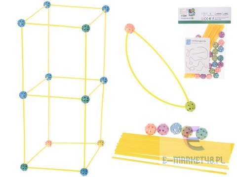 Klocki konstrukcyjne rurki słomki patyczki kreatywne baza namiot domek 75el.