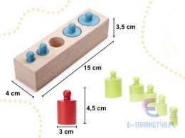 Odważniki cylindry drewniane montessori kolorowe