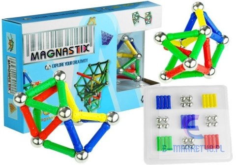 Klocki Magnetyczne Magnastix Patyczki Kulki Kolorowe 60el