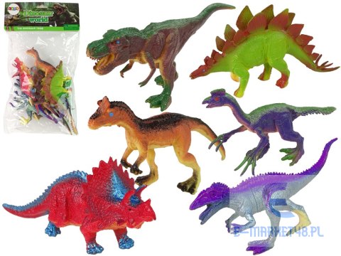 Figurki Dinozaury Kolorowe 6 Sztuk