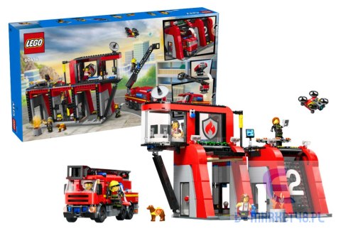 Klocki LEGO CITY Remiza Strażacka Z Wozem Strażackim 843 Elementy 60414