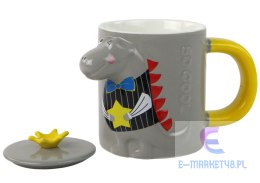 Kubek Ceramiczny z Pokrywką Szary Dinozaur 400 ml