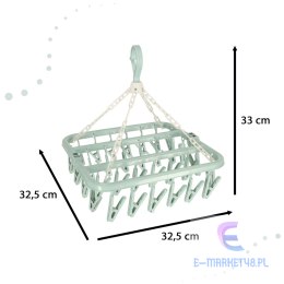 Wieszak suszarka na pranie na skarpetki bieliznę 32 klamerki niebieski
