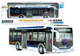 Elektryczny Autobus Miejski 1:42 Metalowy Światła Biały