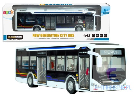 Elektryczny Autobus Miejski 1:42 Metalowy Światła Biały