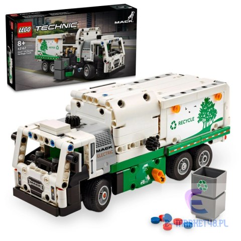 Klocki LEGO TECHNIC Śmieciarka MACK® LR ELECTRIC 503 Elementy 42167