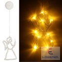 Lampki LED wisząca dekoracja okna świąteczna aniołek przyssawki 49cm 10 LED