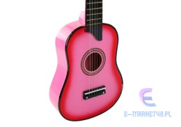 Gitara Drewniana Klasyczna z Kostką Różowa 60 cm