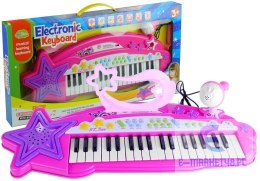 Keyboard Organki 37 Klawiszy MP3 Mikrofon Różowe