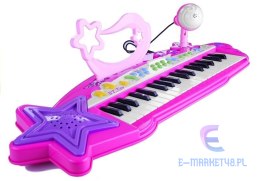 Keyboard Organki 37 Klawiszy MP3 Mikrofon Różowe