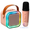 Zestaw do karaoke mikrofon + głośnik przenośny BLUETOOTH USB LED różowy