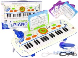 Elektryczne Pianino Keyboard Dla Dzieci Niebieski Nuty USB MP3