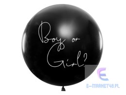 Balon Gender Reveal Chłopiec czy dziewczynka niebieskie konfetti 100cm