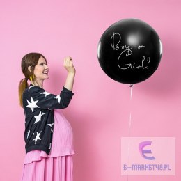 Balon Gender Reveal Chłopiec czy dziewczynka niebieskie konfetti 100cm