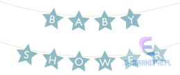 Baner napis na baby shower gwiazdki jasnoniebieskie 290cm x 16,5cm