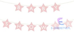 Baner napis na baby shower gwiazdki jasnoróżowe 290cm x 16,5cm