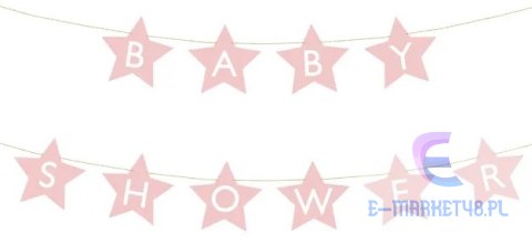 Baner napis na baby shower gwiazdki jasnoróżowe 290cm x 16,5cm