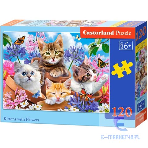 Puzzle układanka 120 elementów Koty w kwiatach 6+ CASTORLAND