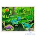 Układanka Drewniana Dinozaury Puzzle Kształty Plansza 12El