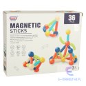 Klocki magnetyczne magnetic sticks dla małych dzieci duże patyczki 36 elementów w pudełku